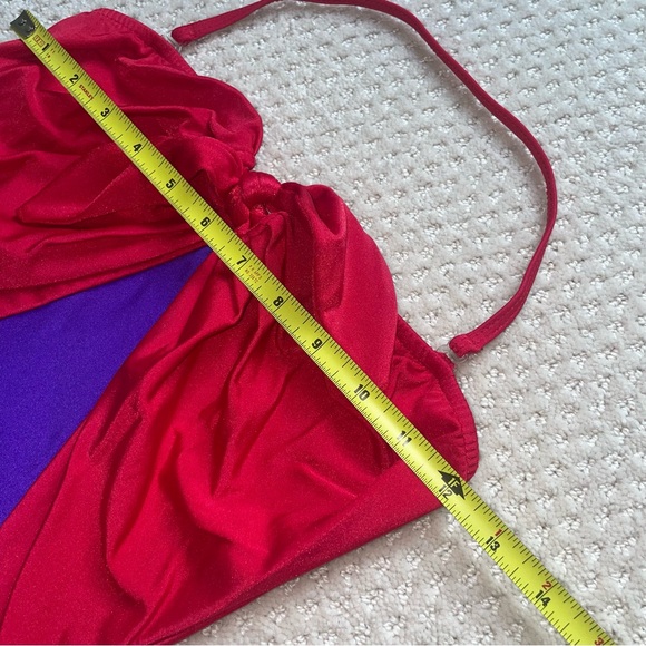Vintage 80’s Oscar de la Renta One Piece Swimsuit Colorblock Size 10 Retro Red - Picture 6 of 7